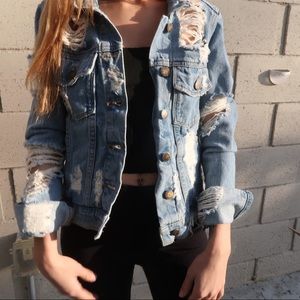 distressed denim jacket